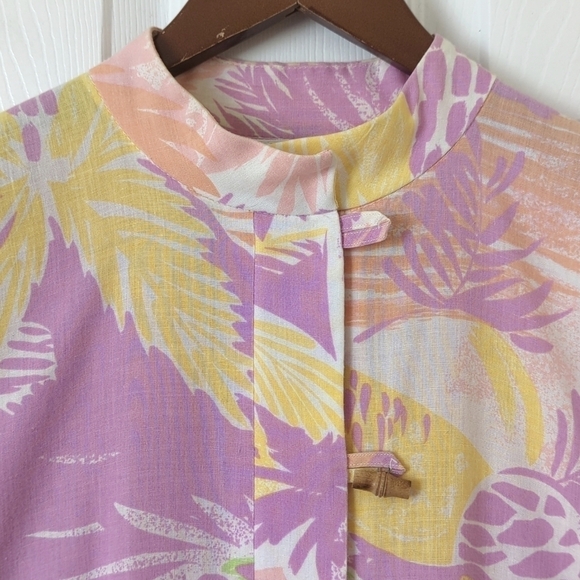 Lord & Taylor 80's Vintage Tropical Printed Oversized Shift Maxi Dress Purple S - Picture 3 of 16